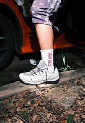 White/Purple Still Alive Socks